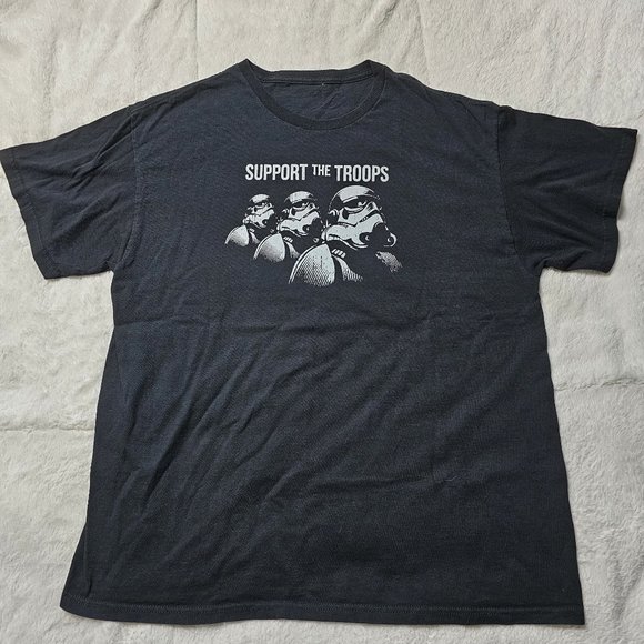 Disney Star Wars Support The Troops Clone Trooper Black Graphic T Shirt - Picture 1 of 3